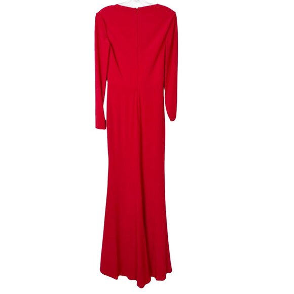 NWT Ieena for MacDuggal Gathered Pearl Long Sleeve Keyhole Gown Red 2 #9655 - 59 - Picture 5 of 8